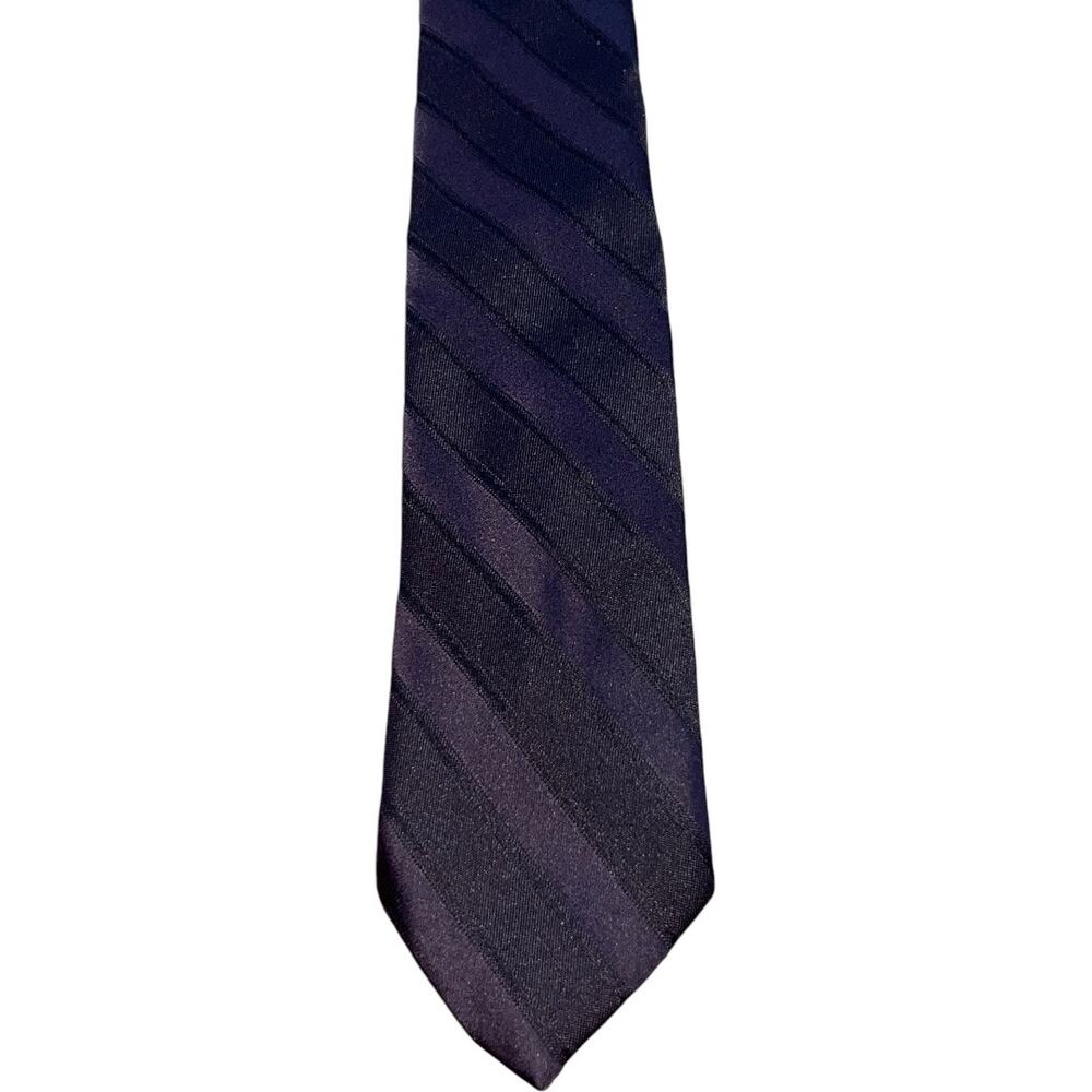 Via Manzoni Classic Striped Self Pointed Career Neck Tie Brown Men's 54" Length
